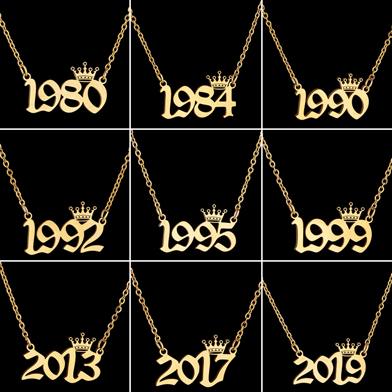 Women'S Fashion Year 2000 - Naszyjniki z numerem roku korony ze