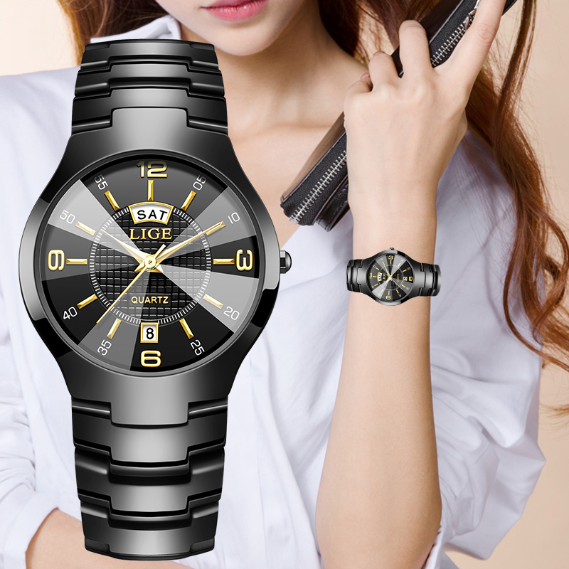 Women Fashion Simple - Elegancki zegarek damski LIGE, luksusowy ceramiczny