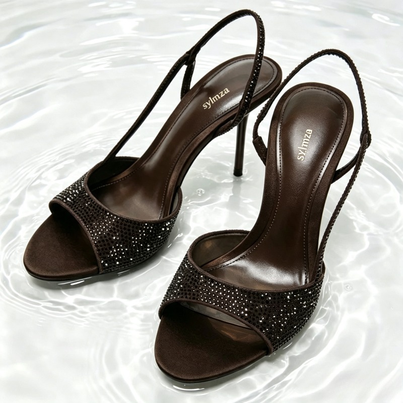 Women'S Fashion Brand Shoes - Kryształowe zdobienia, sandały na szpilce z