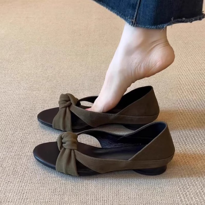Women Fashion Simple - Letnie, proste, retro sandały na niskim