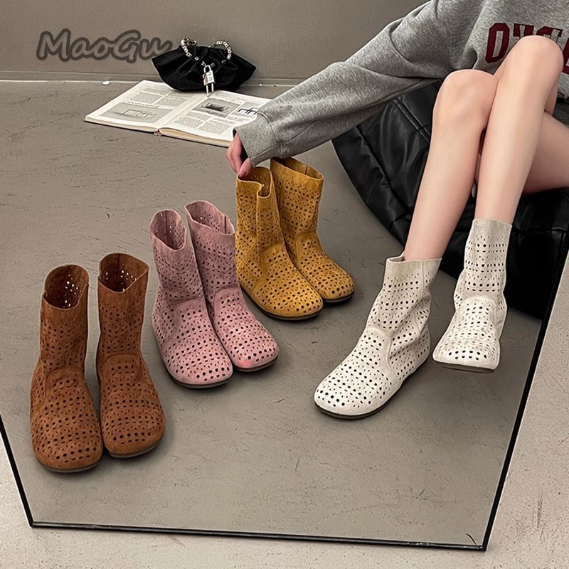 Women Fashion Youtube - Damskie letnie botki oddychające ażurowe wsuwane