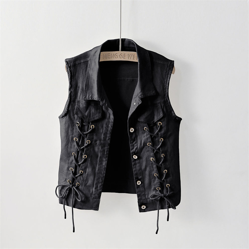 Women Fashion Jeans Top - Damska kamizelka jeansowa na wiosnę i