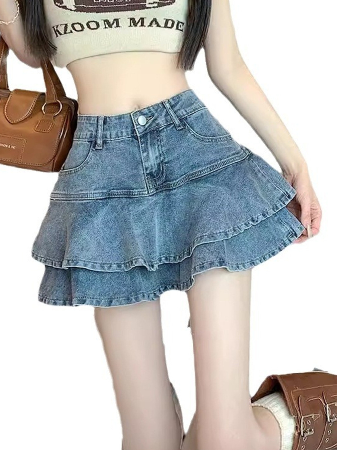 Denim Shorts Women - Damska spódnico-spodenki z denimu w stylu