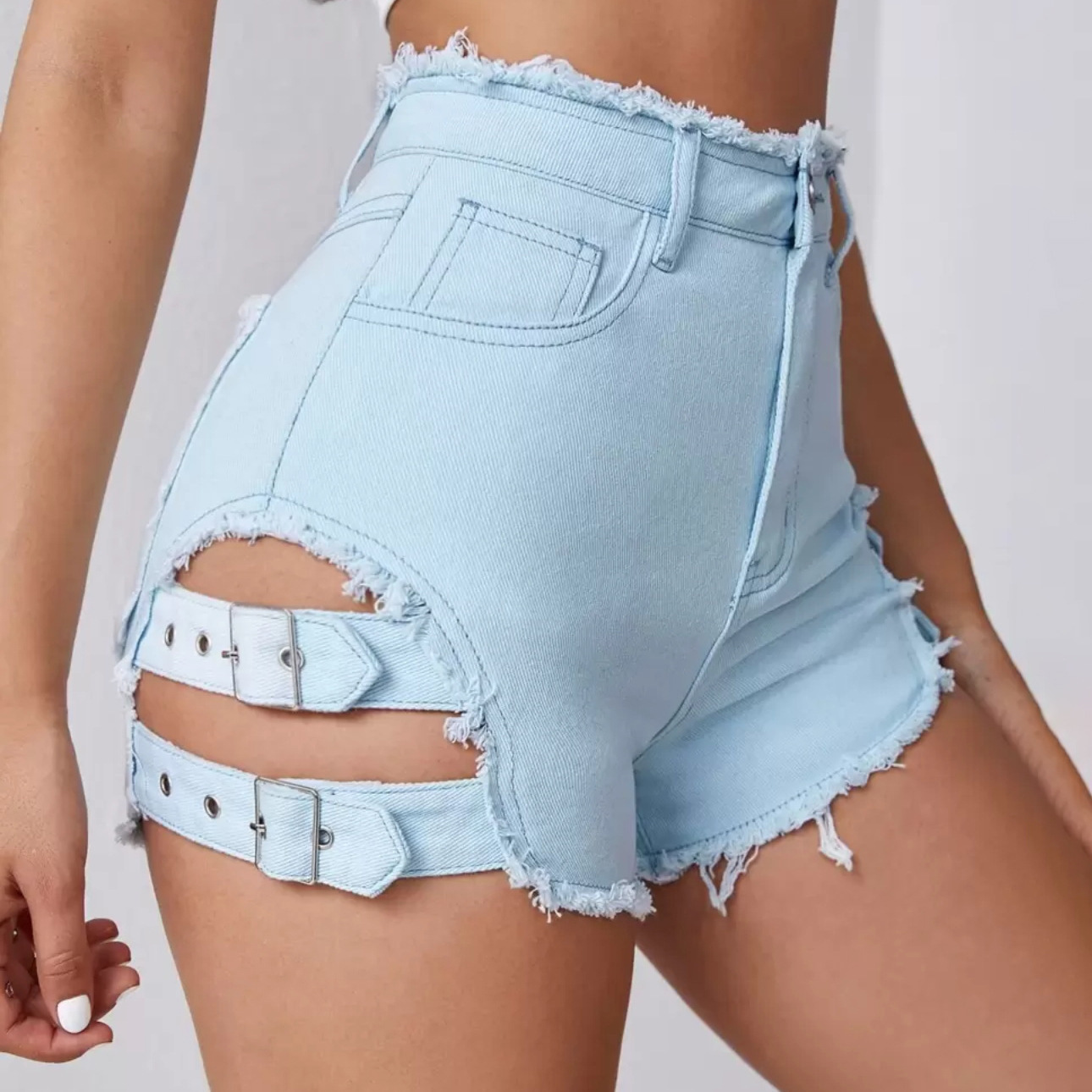 Denim Shorts Women - Damskie dżinsowe szorty z wysokim stanem,