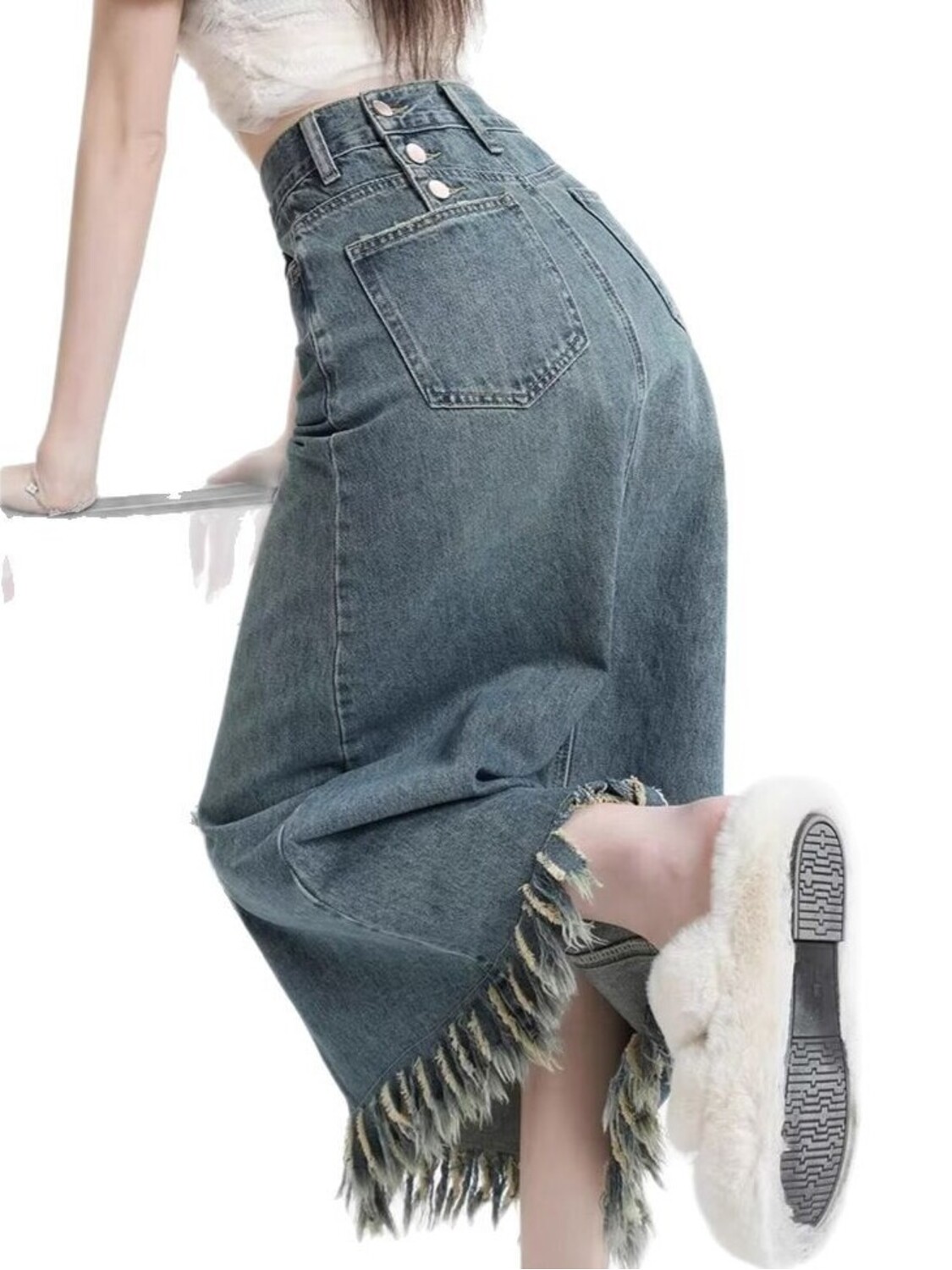 Denim Shorts Women - Damska spódnico-spodenki z wysokim stanem, vintage,