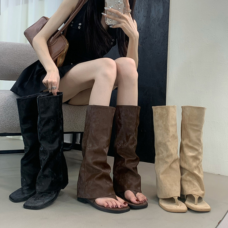Women'S Fashion Korea - Wydrążone Botki Damskie z Aksamitnym Wykończeniem,
