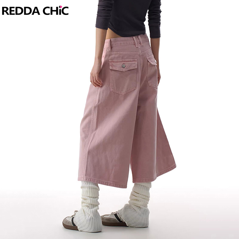 Denim Shorts Women - REDDACHiC Różowe Szorty Jeansowe Cargo Damskie
