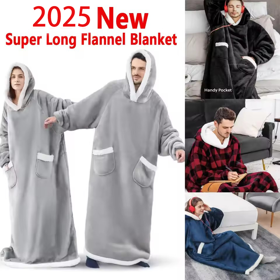 Women'S Fashion Hoodie - Koc flanelowy super długi 150 cm,