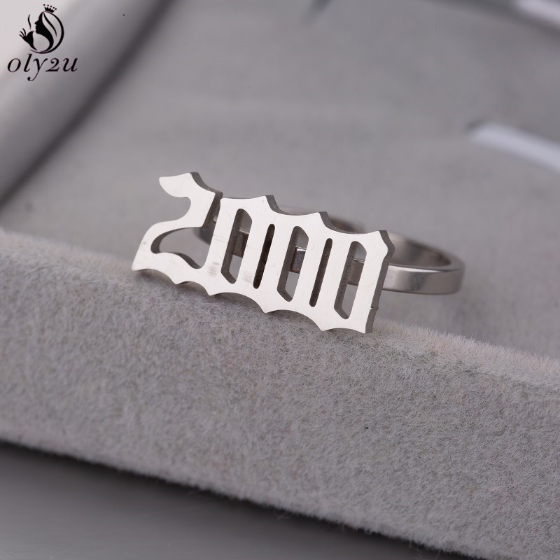 Women'S Fashion Year 2000 - Oly2u Personalizowane Pierścionki z Numerem Roku