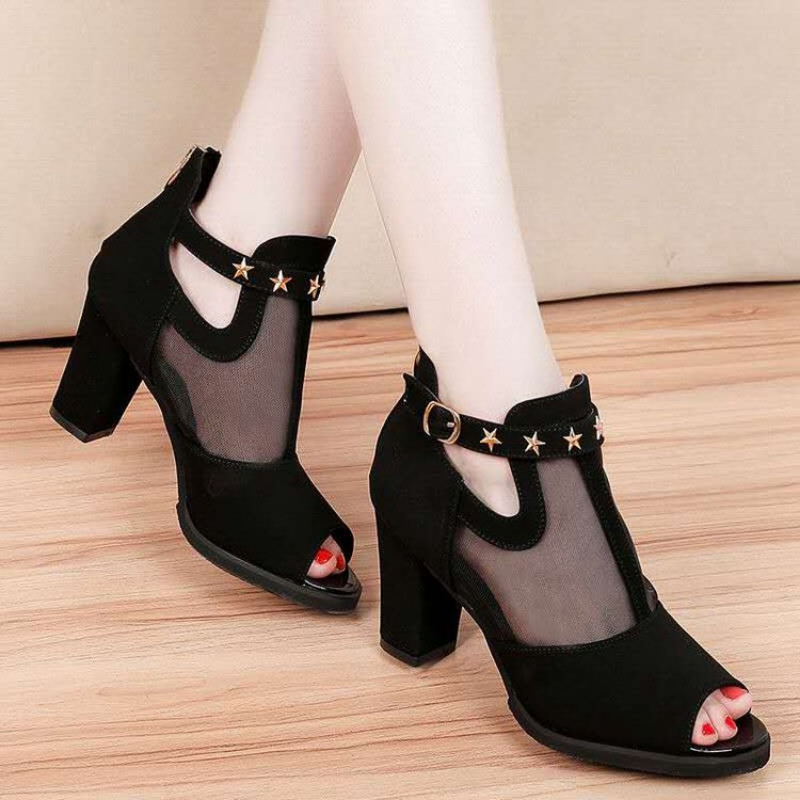 Women'S Fashion Korea - Sandały damskie z siateczki, odkryte palce,