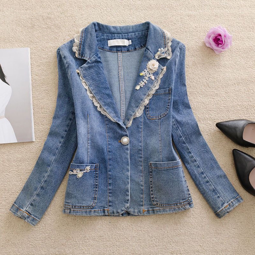 Kurtka jeansowa damska z przes – Women Fashion Jeans Top recenzja i cena