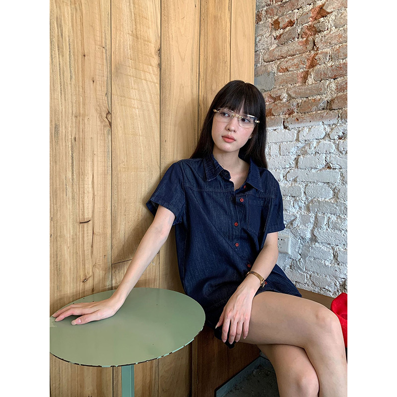 Benuynffy Retro Krótki Rękaw K – Women Fashion Jeans Top recenzja i cena